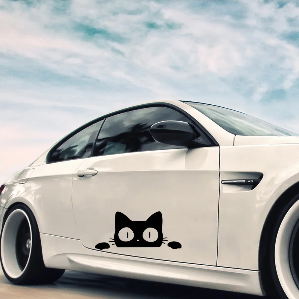 Cute cat with big eyes Lover Car Decals - Eye-catching Cartoon Designs, Uniquely Adorable Stickers for Enthusiasts