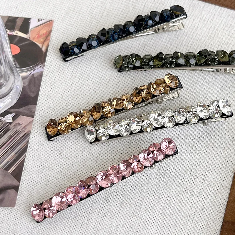 Korea Super Flash Colorful Rhinestone Hair Clips For Women Girls Sweet Side Hairpin Beautiful Barrettes Fashion Hair Accessories