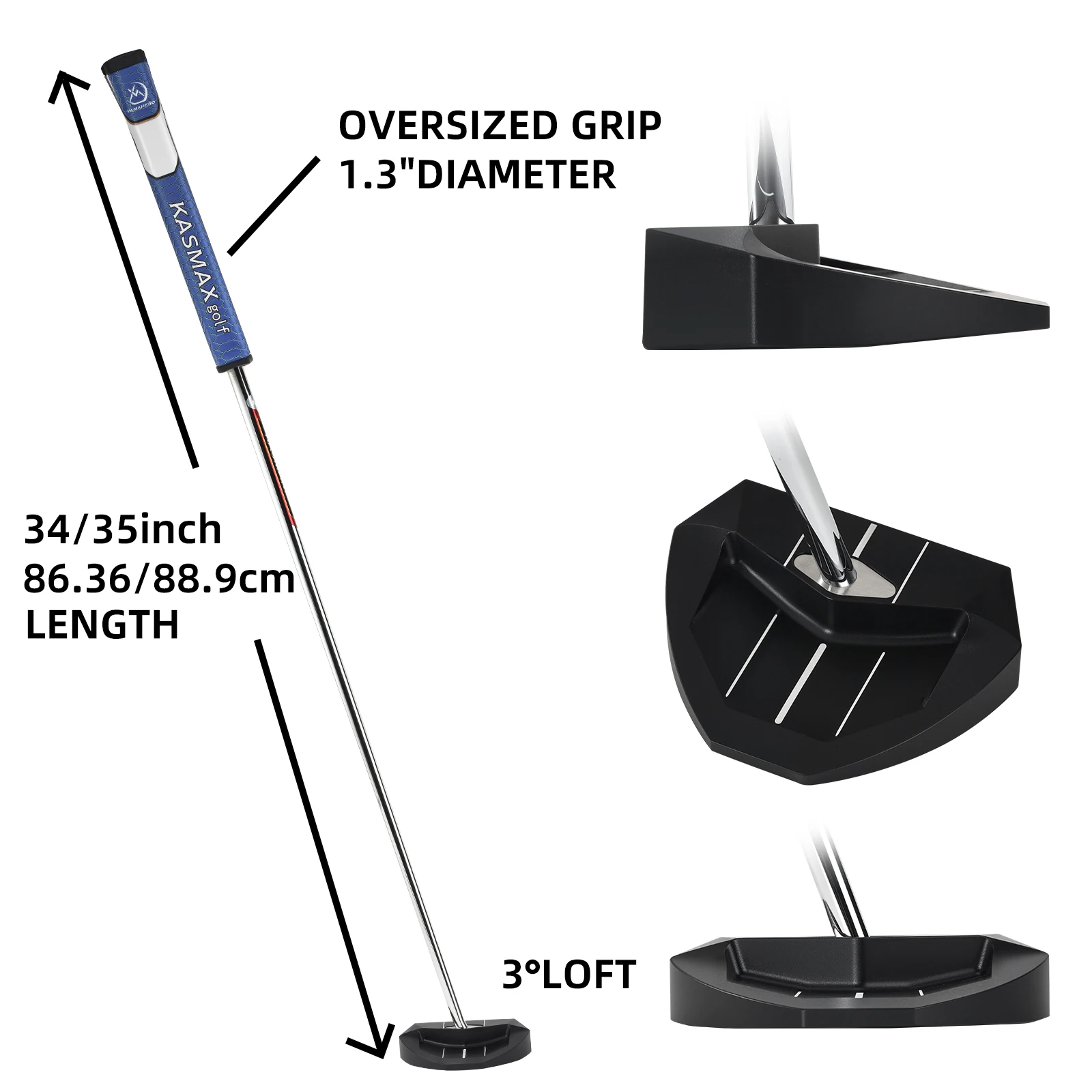 

KASMAX Dual Hand Compatible Golf Putter CNC Machined 6061 Aluminum 303 Stainless Steel with Headcover And Wrench