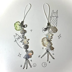 Phone Charm Strap Summer Ocean Style Seashell Jelly Fish Pendant Key Strap Lanyard Girl Woman Bag Keychain Keycord