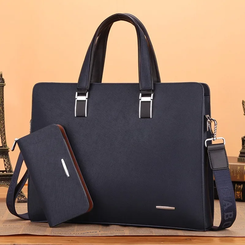 Stylish New Briefcase for Men Horizontal Business Bag Laptop Shoulder Bag Casual Bag Satchel Large Capacity Waterproof Handbag