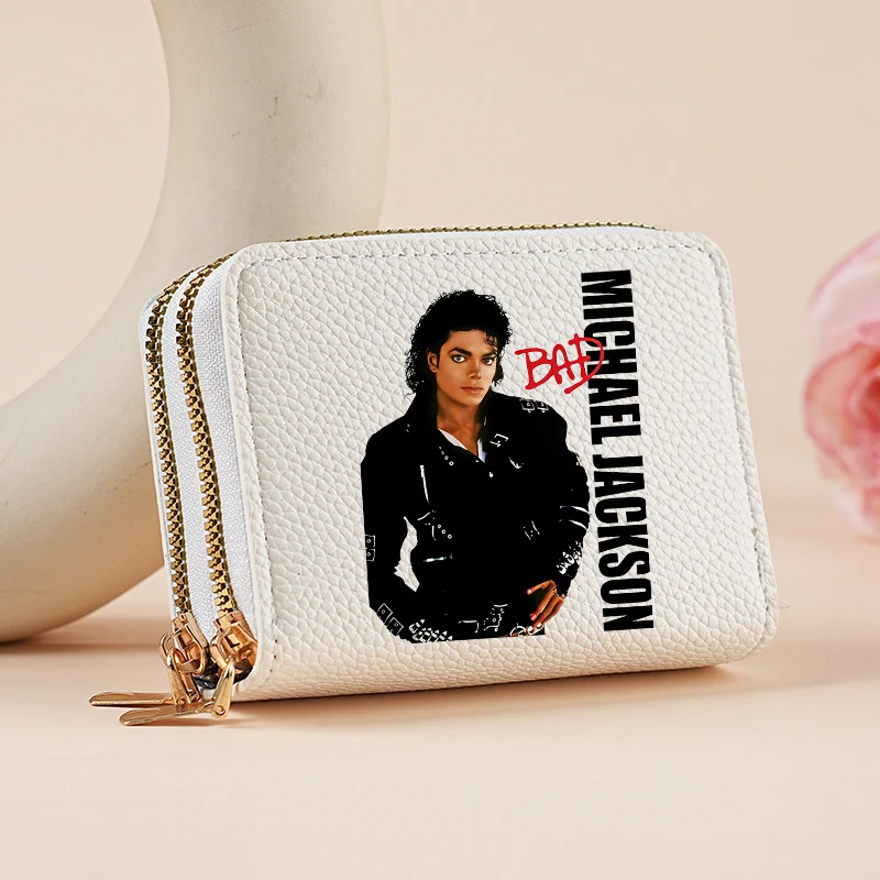 Der King of Pop Michael Jackson bedruckte Geldbörsen für Männer und Frauen, Kartenhalter, Stars Figure MJ Slimwallet Outdoor Travel Money Clip