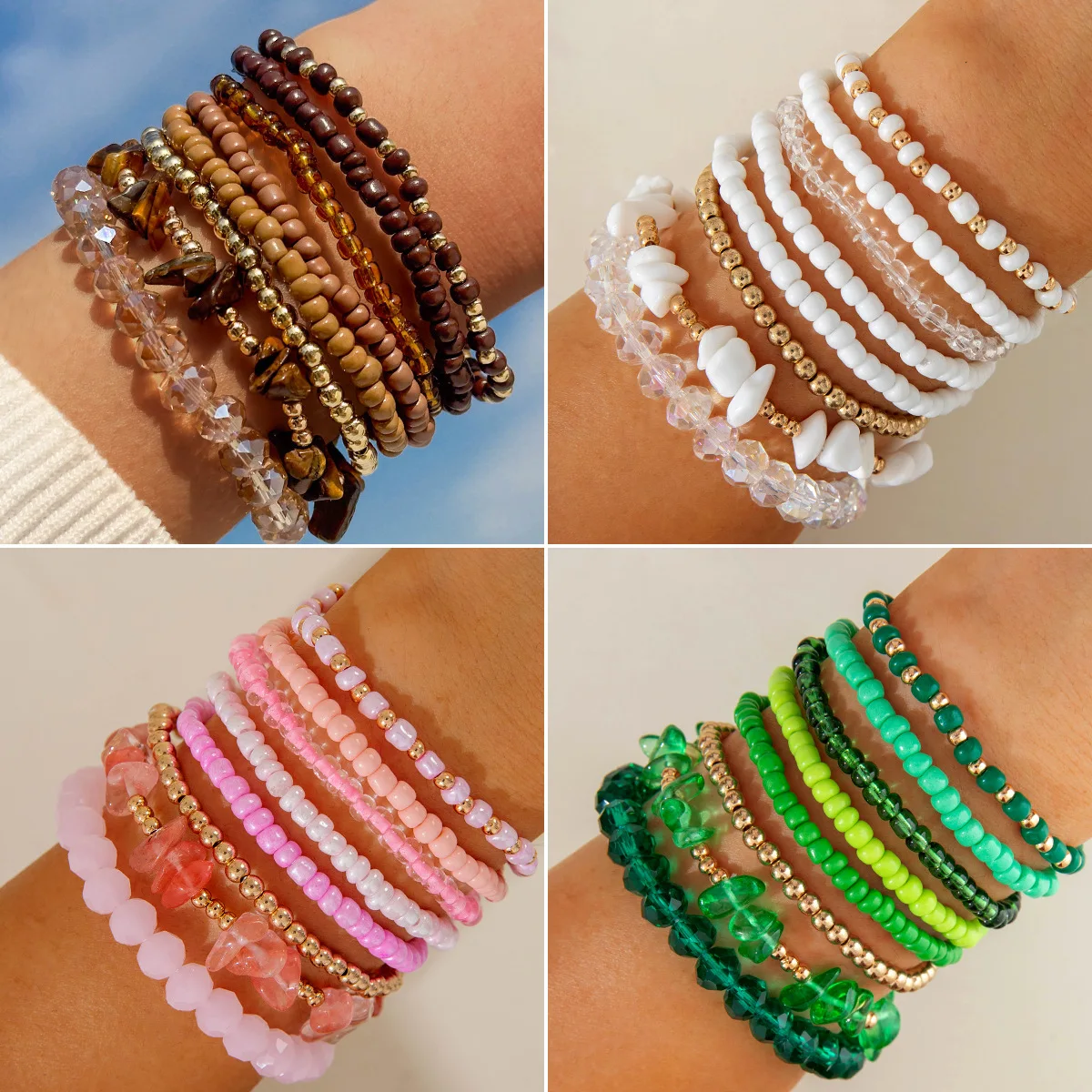 

girls charm bracelet Colorful Rice Beads Bracelet Set For Women Candy Color Summer Vacation Beach Charm Jewelry Gift For Girls