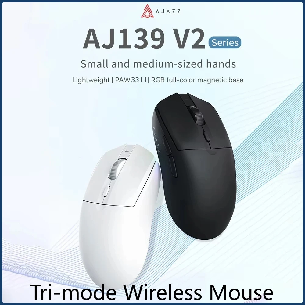 

AJAZZ AJ139 V2 MC/Pro Wireless/Wired Gaming Mouse PAW3395/3311 RGB Fullcolor Magnetic Base Lightweight Mouse for Men Large Hands