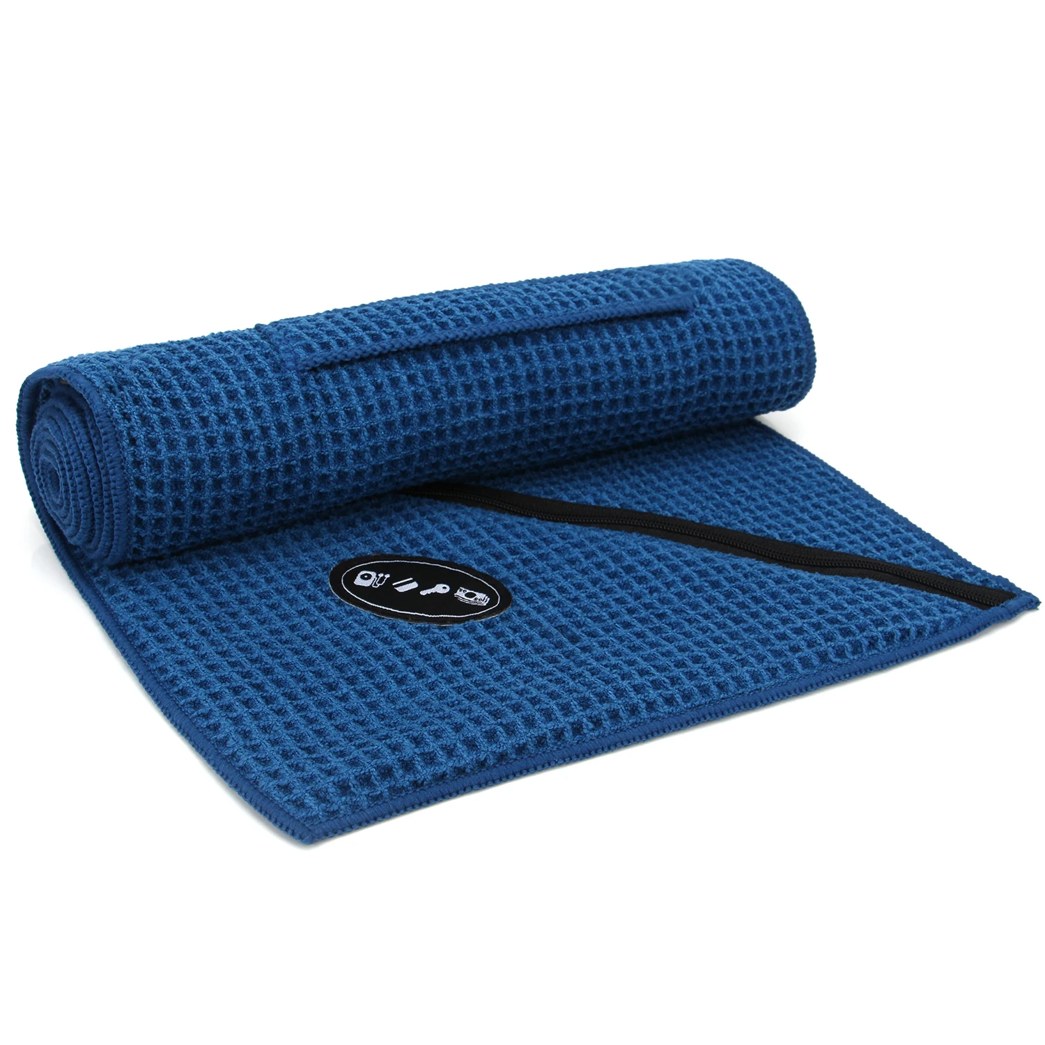 Exercise towel - one zip pocket to keep items safely stored while you work out, yoga , fitness training or walking on the beach