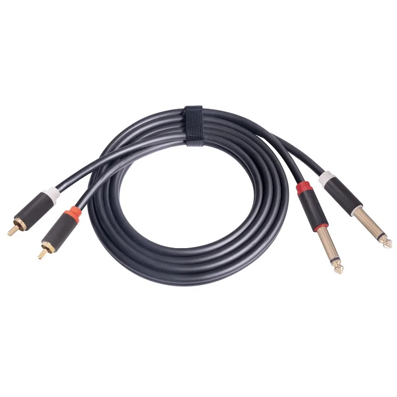 1.5/3m Dual RCA Male To Dual 6.35mm Jack Male Audio Cable Connector Converter Adapter Splitter Cord for Speaker Mixer Amplifier