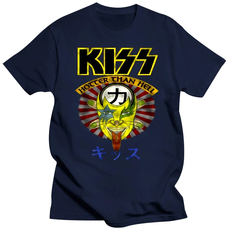 Kiss Hotter Than Hell Shirt S M L Xl Xxl T-Shirt Rock Band Black Tshirt Harajuku Funny Tee Shirt