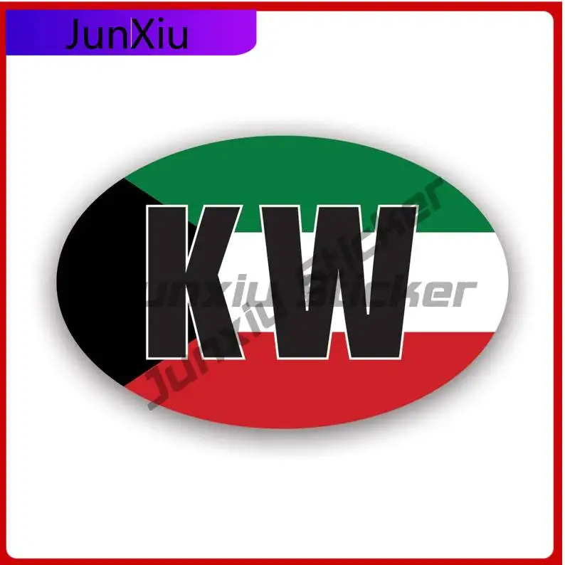 

Kuwait Oval Sticker Uv Protected Kuwati Flag Country Code Euro Kw V4 Car Sticker Vinyl Decal Waterproof Durable For Car Window