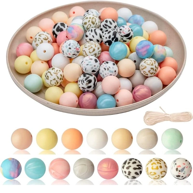 

DIY Bracelet Silicone Beaded for Pacifier Clips ID-Badge Holder with Lanyard 15UB