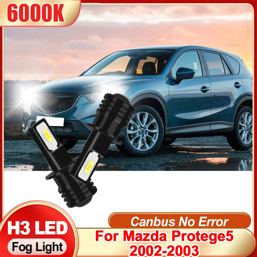 

2x Front Led Fog Lights 6000K White Bulbs H3 For Mazda Protege5 2002-2003 Plug And Play Car LED Fog Lamps 12V