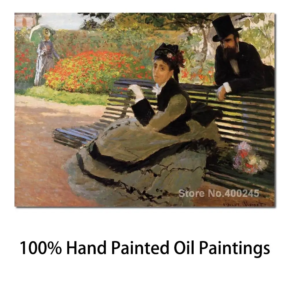 

Gift Art Online Claude Monet Paintings on Canvas Camille Monet on A Garden Bench High Quality Hand Painted