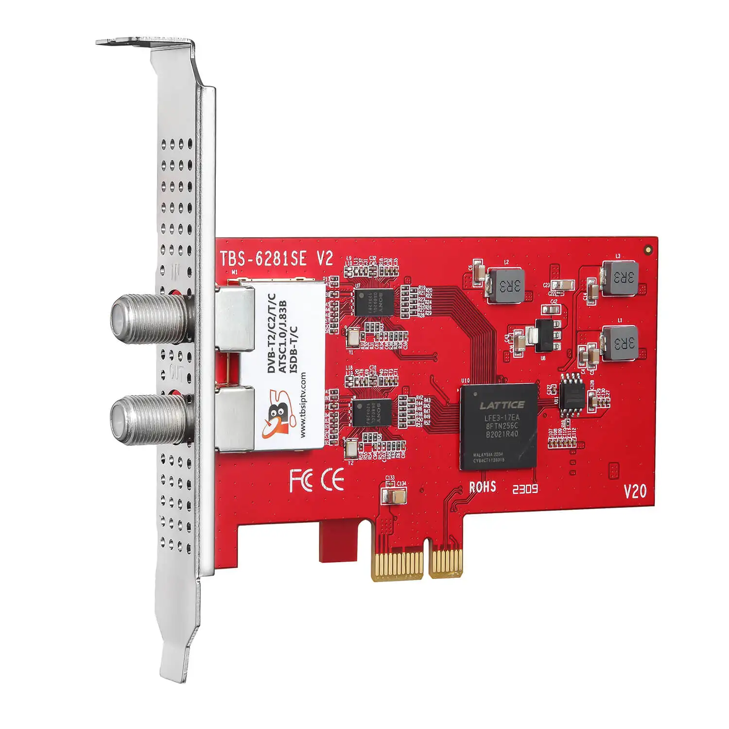 TBS6281se V2 DVB-T2/C2/ISDB-T /ATSC1.0 Dual TV Tuner Card