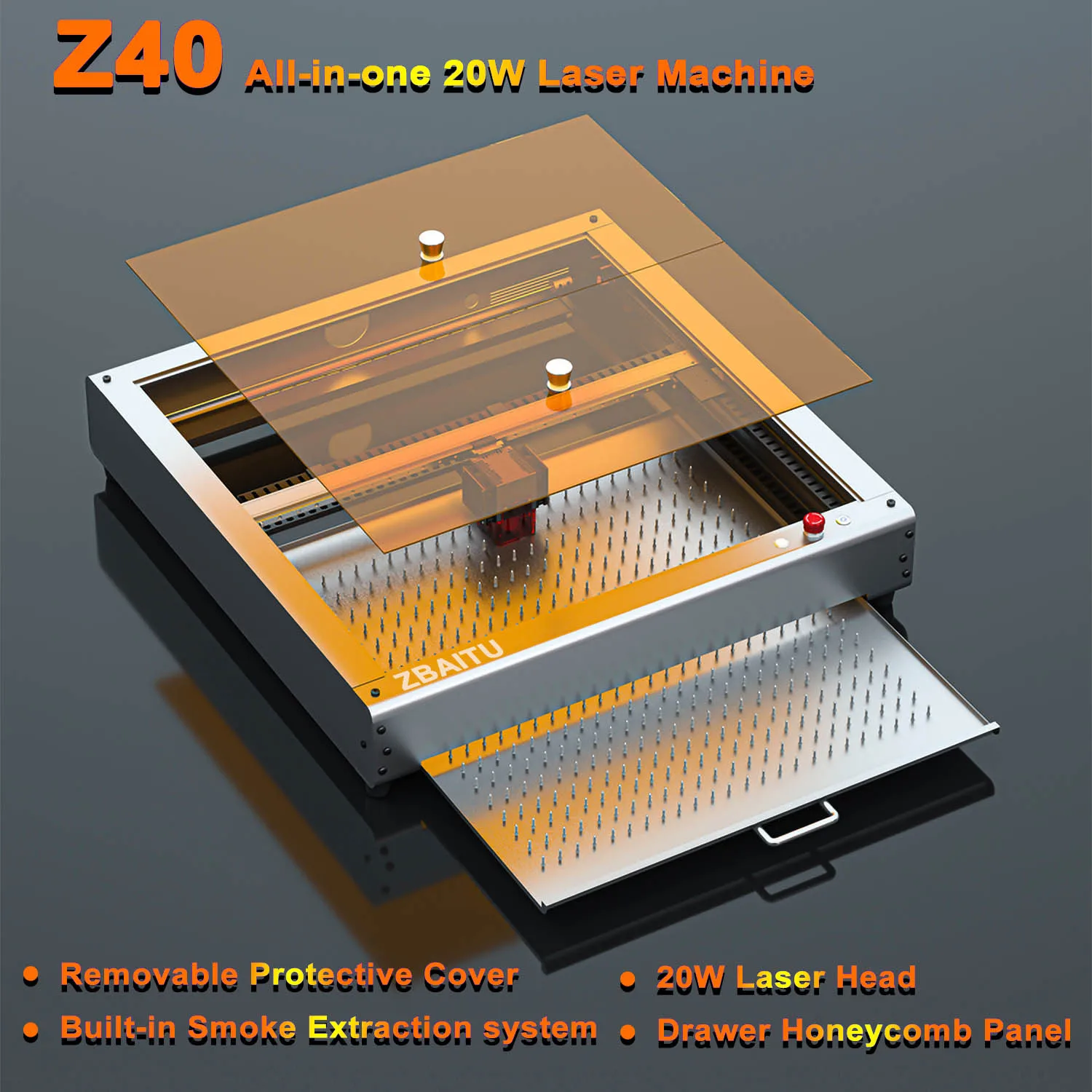 ZBAITU Z40 Laser Power 130W Laser Engraver With Air Assisted 20W Laser Module All-in-one Laser Engraving and Cutting Machine