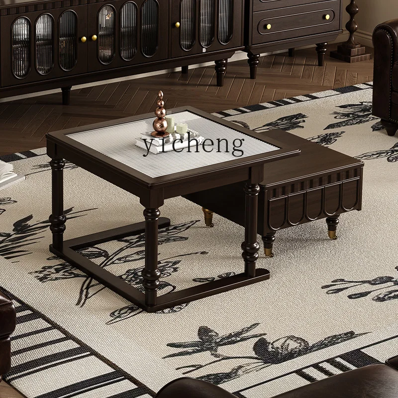 

LX Pure Solid Wood Cream Style Combination Coffee Table