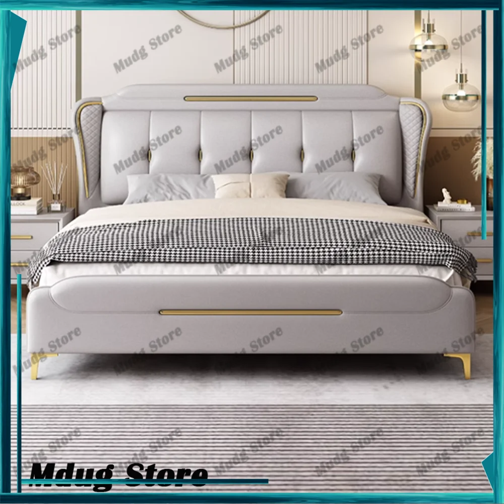 

Nordic Upholstered Bed Fancy Queen Frame Lounge Sleeping Bed Headboard Storage Meubles De Chambre Furniture Accessories