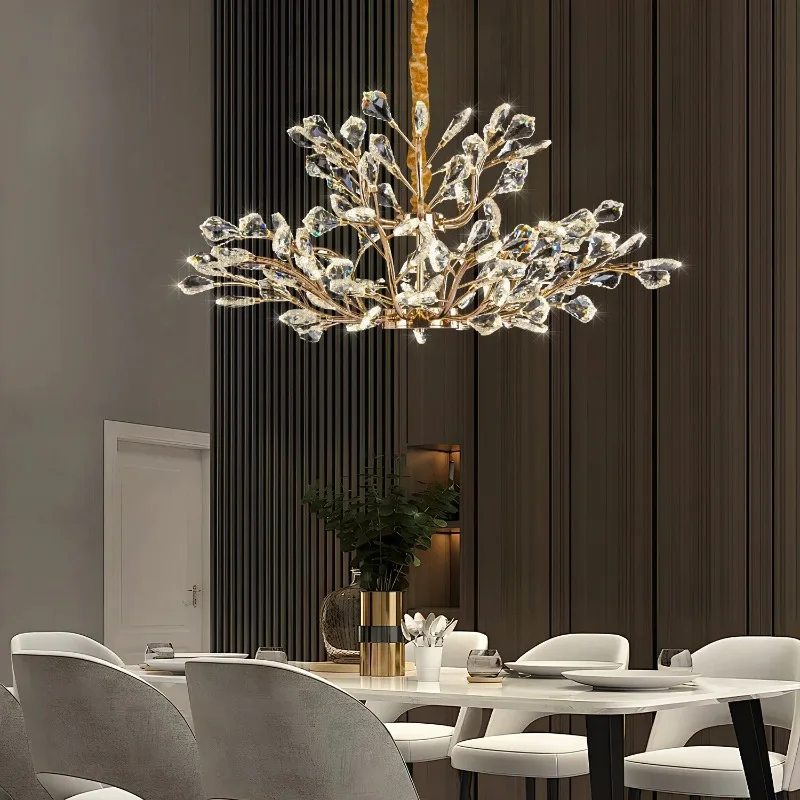 

Nordic Lamps Modern Crystal Branch Leaf Chandelier Living Room Dining Table Vintage Luxury Ceiling Pendant Light Home Decoration