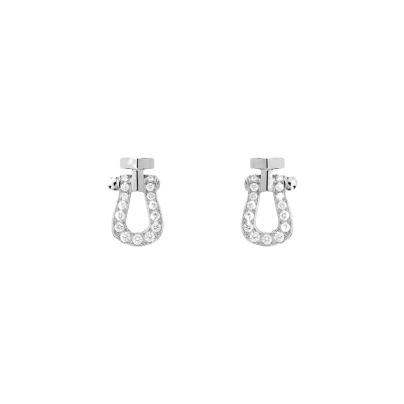 s925 sterling silver simple full diamond horseshoe buckle small earrings temperament light luxury niche design high-grade sense