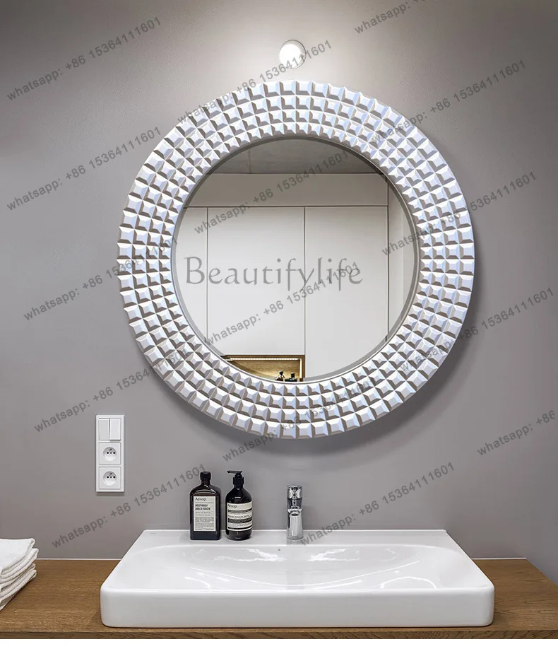 French round makeup mirror modern art style bathroom mirror for home use