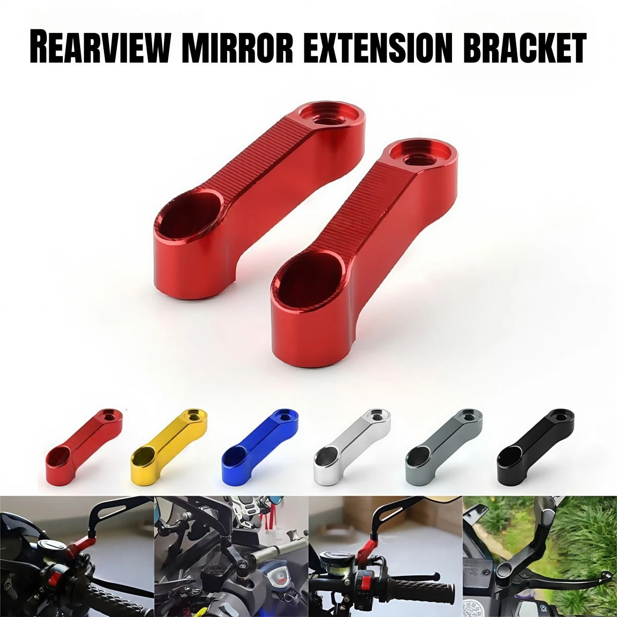 

2Pcs Motorcycle M10/M8 Rearview Mirrors Extension Adapter Aluminum Alloy Base Screw Bracket Motorbike Accessories