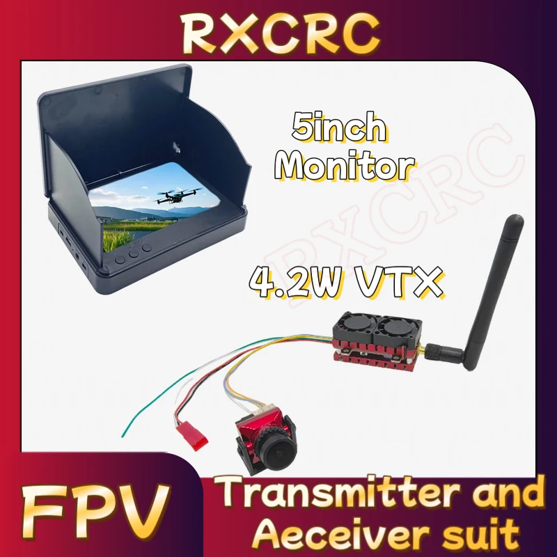 

Костюм RXCRC FPV с передатчиком 5,8G, 4,2 Вт, камерой VTX с разрешением 1500TVL, 5-дюймовым экраном приема Комплект RC для дрона