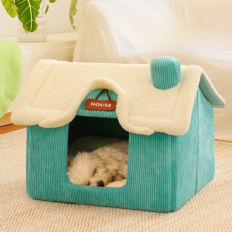 

Winter Folding Dog House Fully Enclosed Warm Cat Sleeping Bed Can Be Removed and Washed Super Soft Portable Pet Dog House