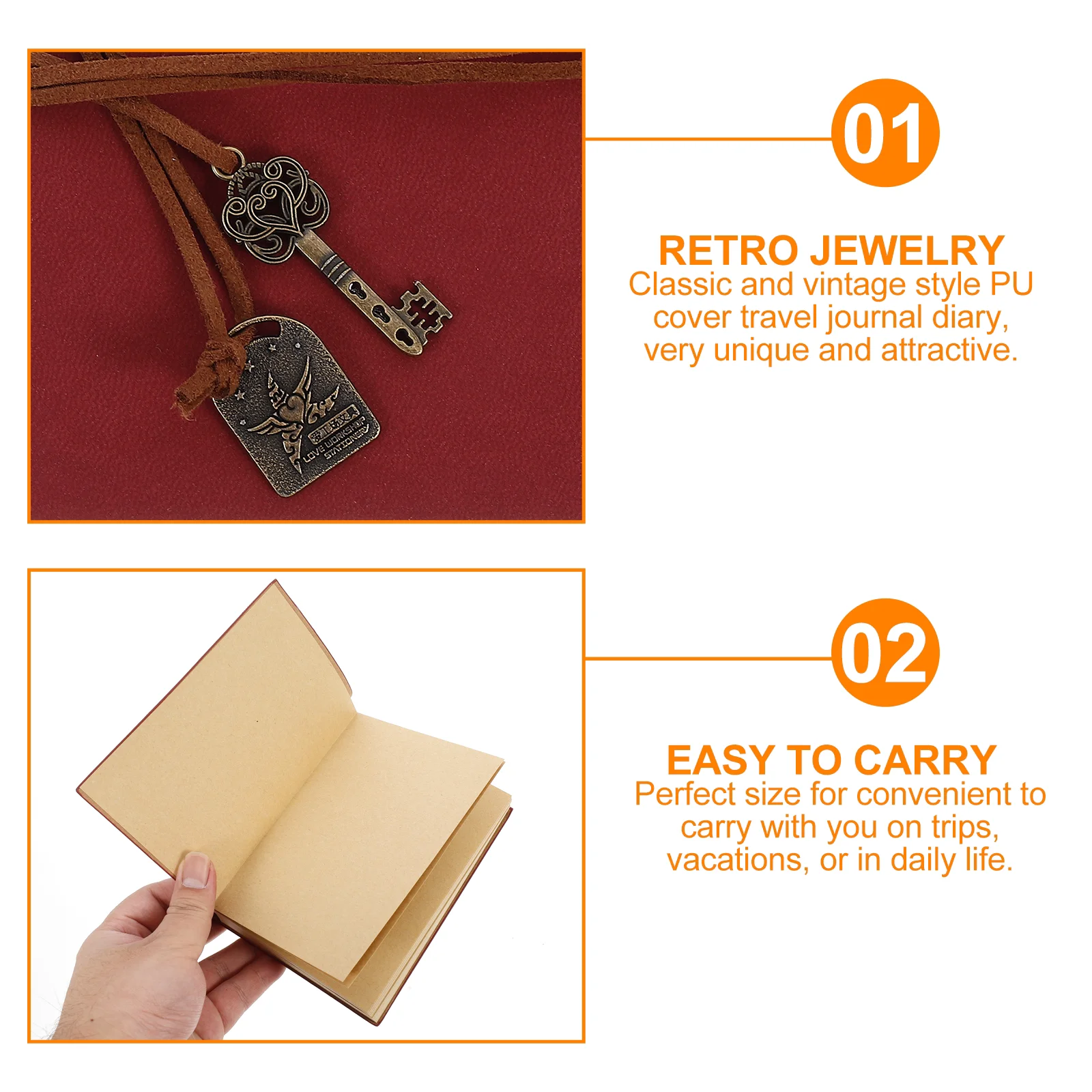 Note Pads Blank Notebook Journal Cute Travel Diary Vintage PU Cover Work