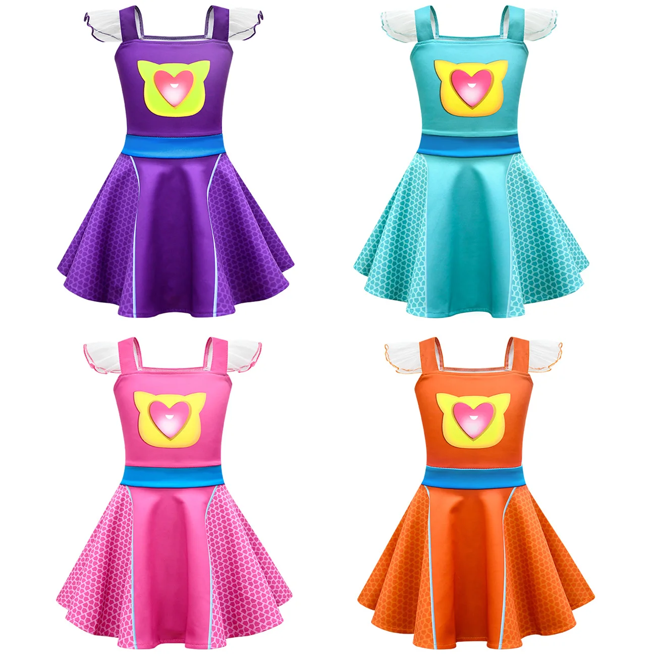 

Halloween Costume Girl Anime Cartoon Printed Cats Cosplay Dress With Bag Outfits Baby Girls Carnival Birthday Party Causal Dress