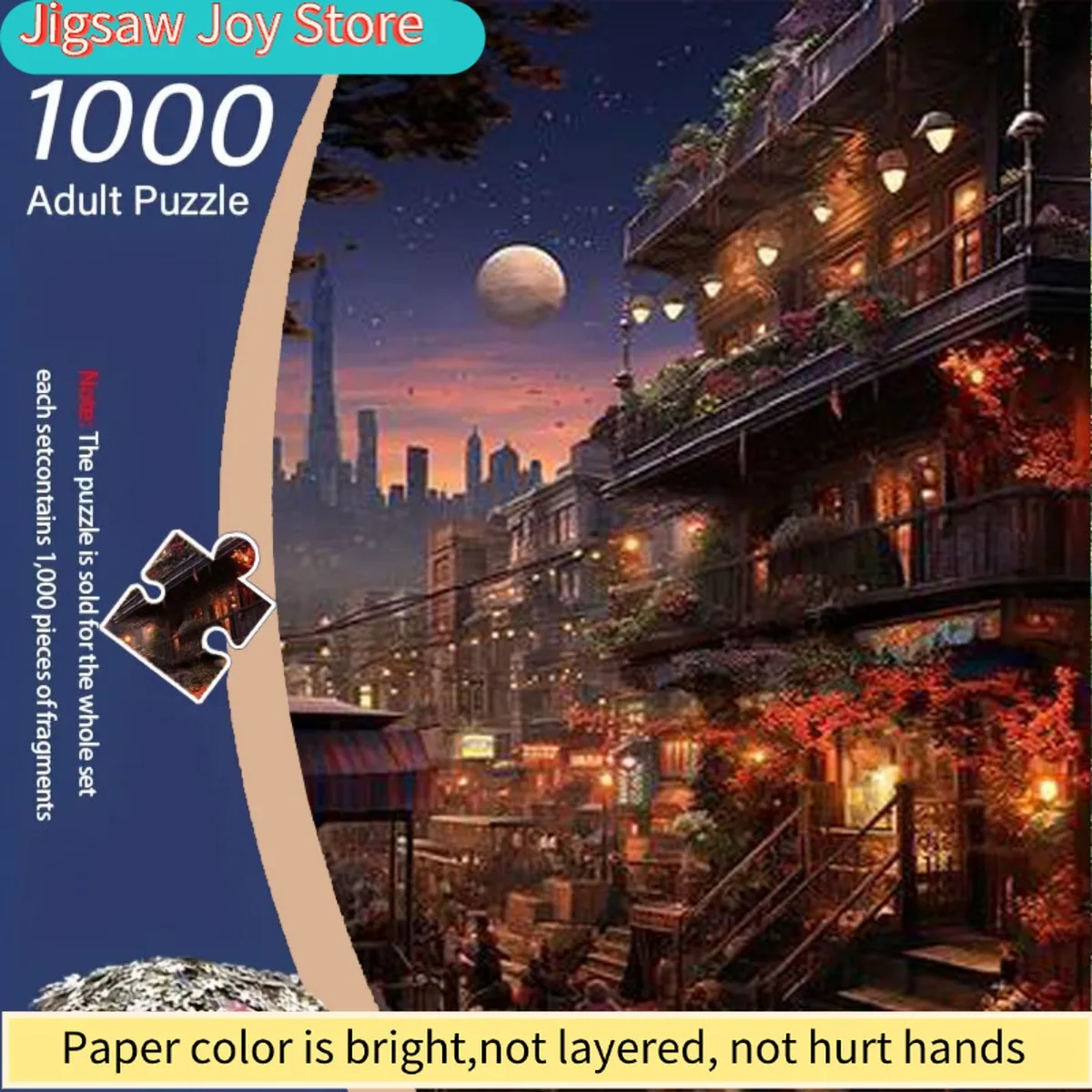 

Гигантский пазл на 1000 элементов для взрослых - Европейский городской пейзаж с полями красного мака, закатным небом и водой - Сложная головоломка на 1000 деталей