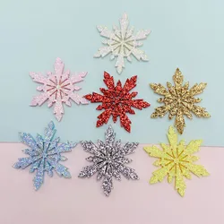 35Pcs/LOT 4.5CM Shiny Glitter Snowflake Shape Padded Appliques For DIY Headwear Hair Clips Decor Clothes Hat Shoes Patches