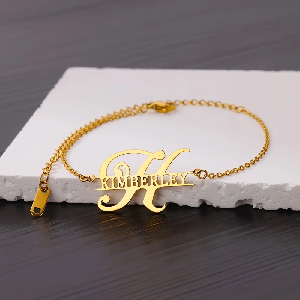 Custom Capital Letter Name Anklets For Women Stainless Steel Personalized Name Anklet Bracelet Foot Leg Summer Jewelry Gift
