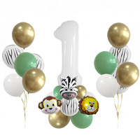 1 Set Animal Birthday Balloons Lion Monkey Donkey Helium Air Globos Jungle Safari Wild One 1st Birthday Party Decor Baby Shower