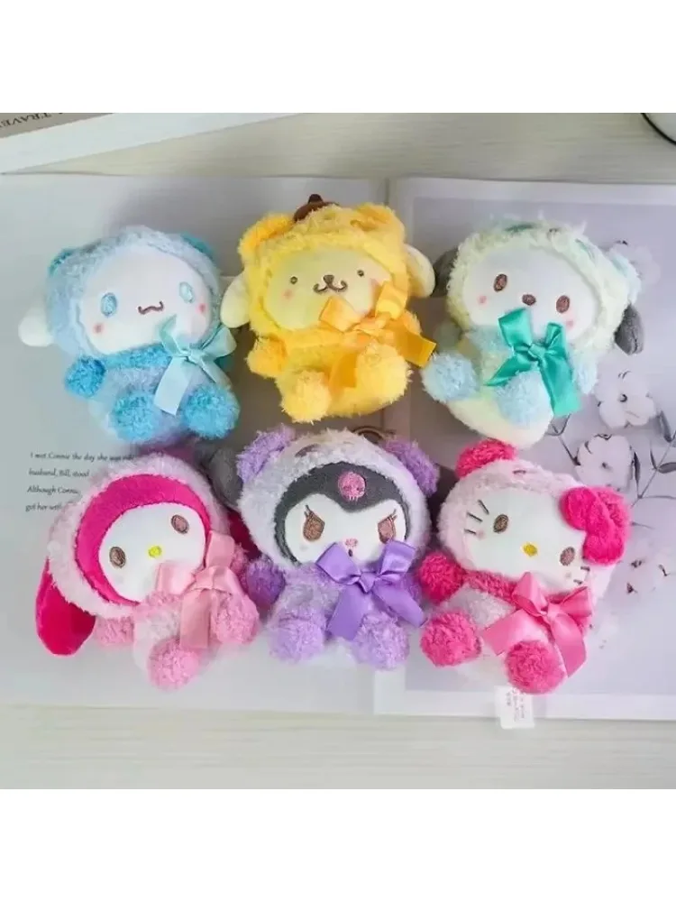 Kawaii Schlüsselanhänger Plüsch Anime Kuromi Puppe Schlüsselring Hello Kitty Plüschtier Cinnamoroll Schlüsselanhänger Taschenanhänger Spielzeug Schlüsselanhänger