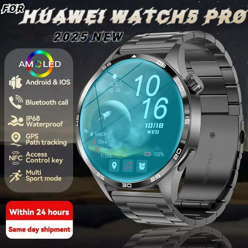 

2025 New Original For Huawei Xiaomi Watch GT5 Pro Men Smart Watch GPS Track Bluetooth Call NFC Waterproof Sports Smart Watches