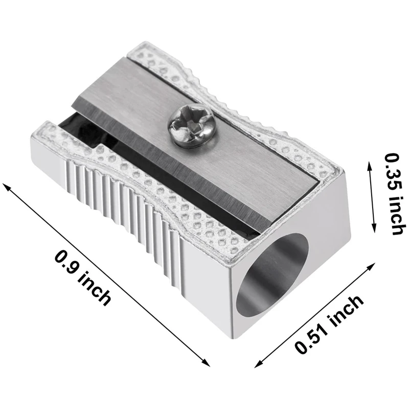 Mini sacapuntas de Metal a granel, sacapuntas de mano plateado, un solo orificio, aleación de aluminio, lápiz Manual, paquete de 48