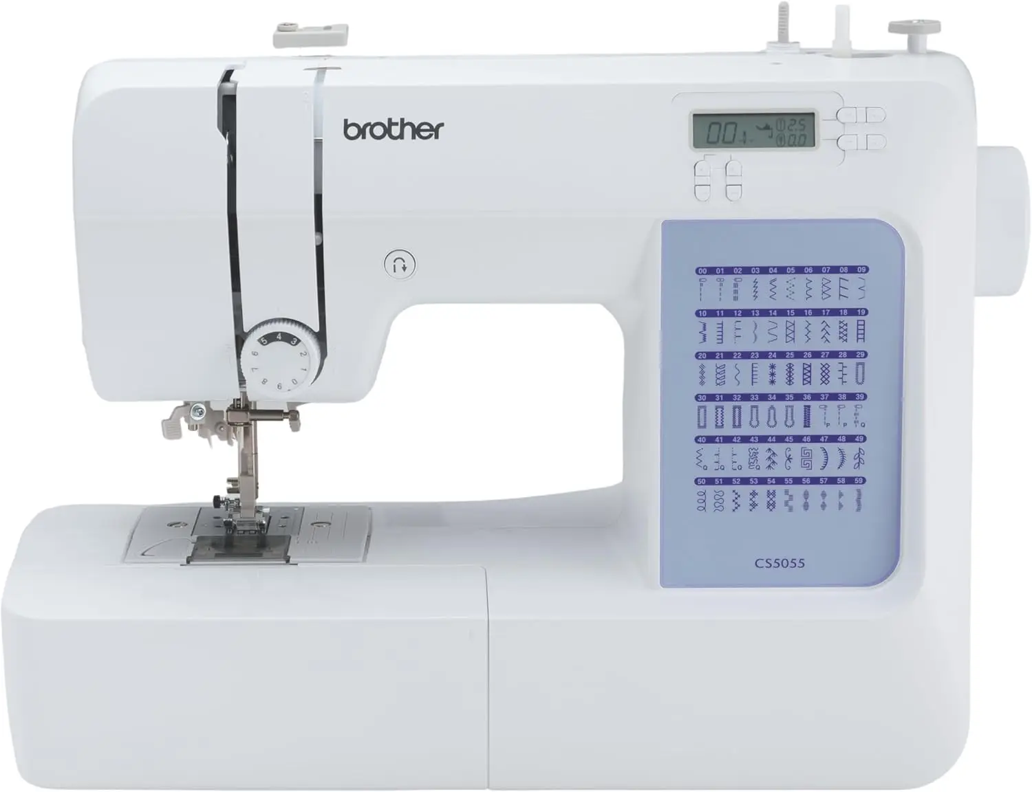 CS5055 Computerized Sewing Machine 60 Built-in Stitches LCD Display 7 Included Feet White 6.65