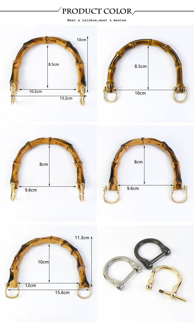 1-5Pcs Deepeel 9/10/12cm Imitation Bamboo Handle for Handbag Purse Kiss Clasp Wallet Woven Bags Handles DIY Crafts Accessories