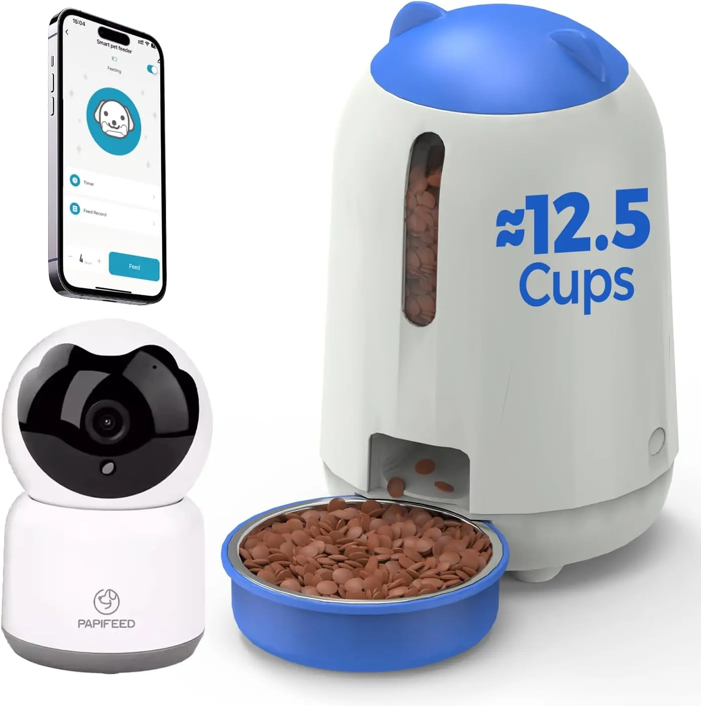 3L Automatic Cat Feeder with 2.4G WiFi, App Control, Dual Power, 1080P HD Camera, IR Night Vision & Two-Way Voice
