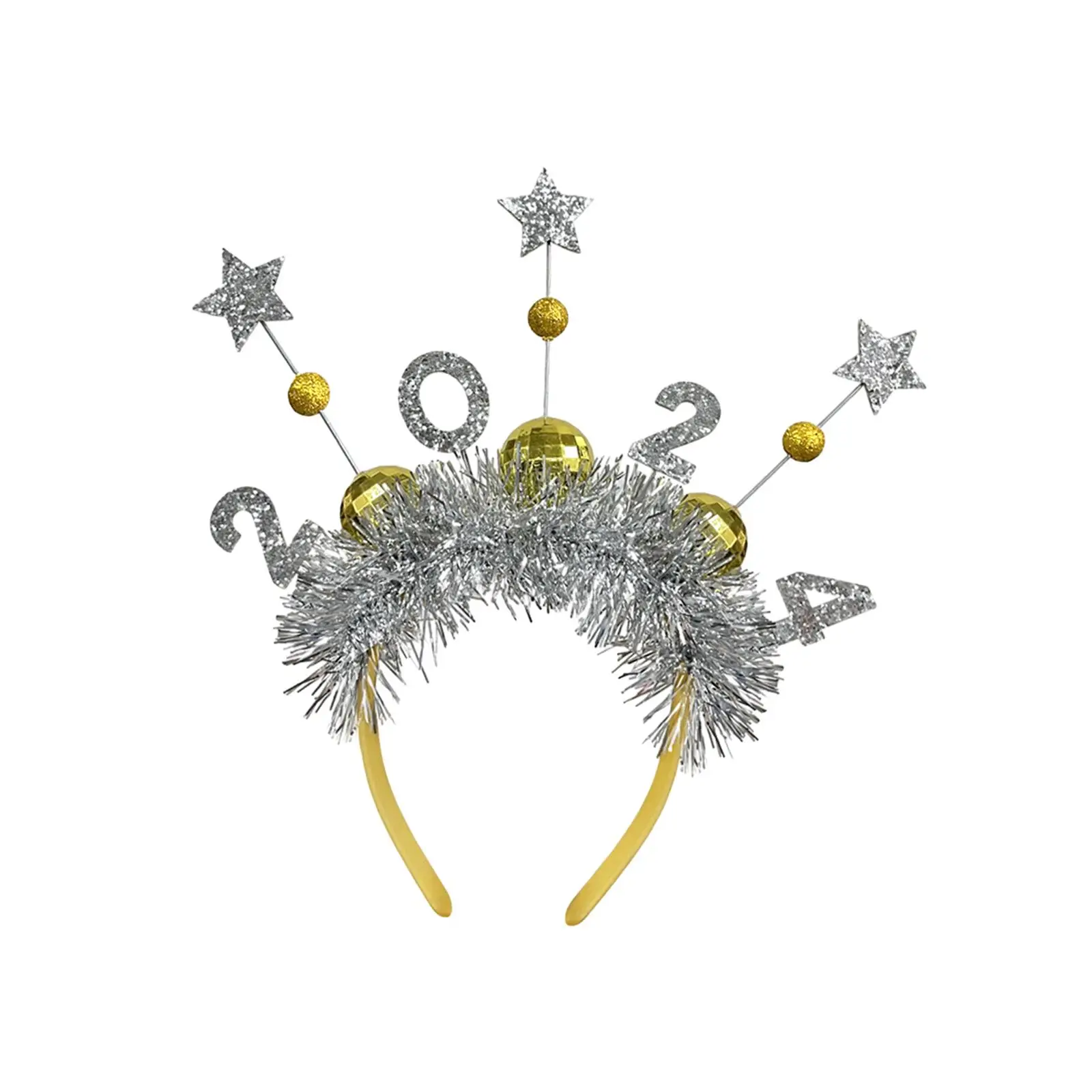 2024 New Year Headband Glitter Star Decoration Hair Hoop for Women Girls