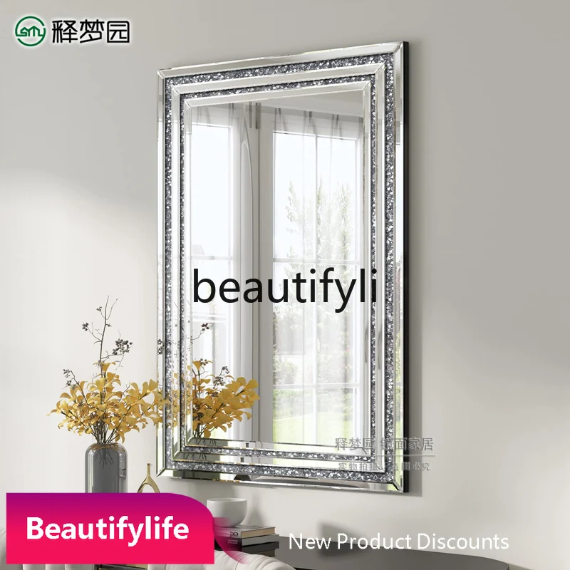 

6239European-style Bathroom Mirror Rectangular Modern Light Luxury Dressing Mirror Entrance Decorative Mirror