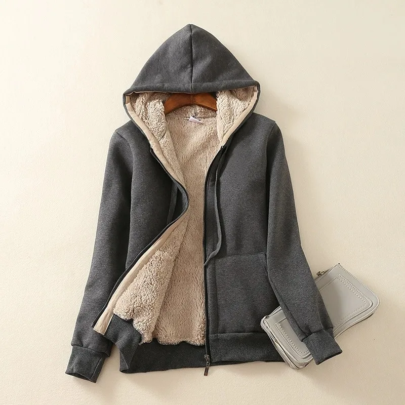 Men's Loose Fit Lamb Velvet Cotton Jacket Warmth Outerwear Standard Edition Polyester Fabric Long Sleeve Hooded Zipper Closure