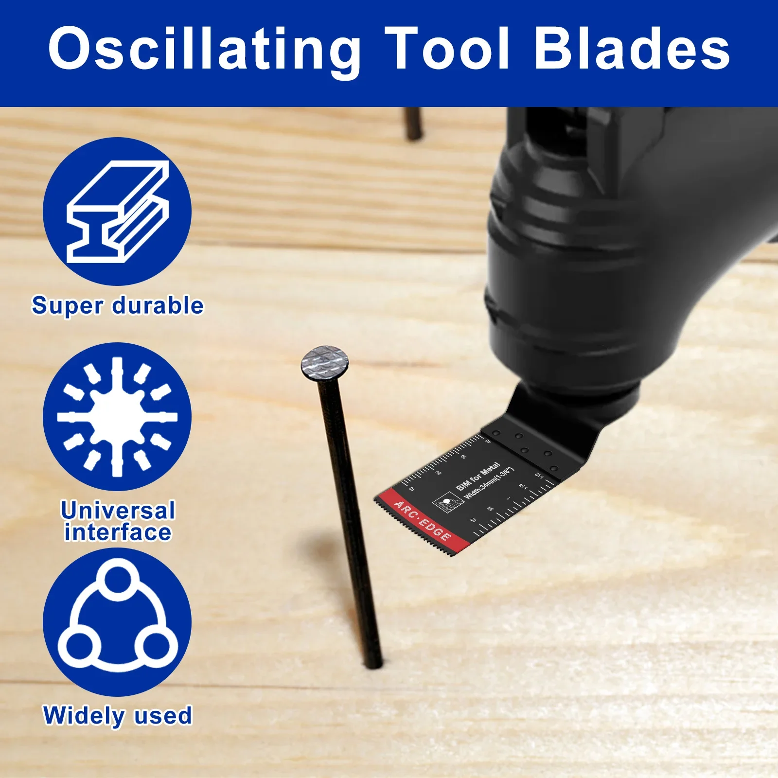 140Pcs Oscillating Saw Blade Set Quick Cut Arc Edge Bimetal Precision Tooth Semicircle Saw Blade with Sandpaper Sanding Pad