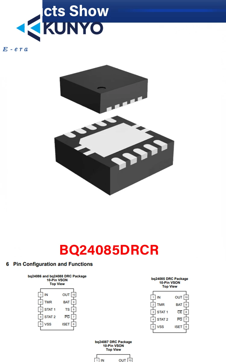  high quality BQ24085DRCR BQ24085DRCT VSON10 CDV battery management chip