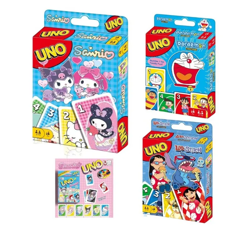 UNO Sanrio Doraemon Lilo and Stitch Board Game Anime Cartoon Kawaii Figure Pattern Family Funny Entertainment Cards Games Gifts