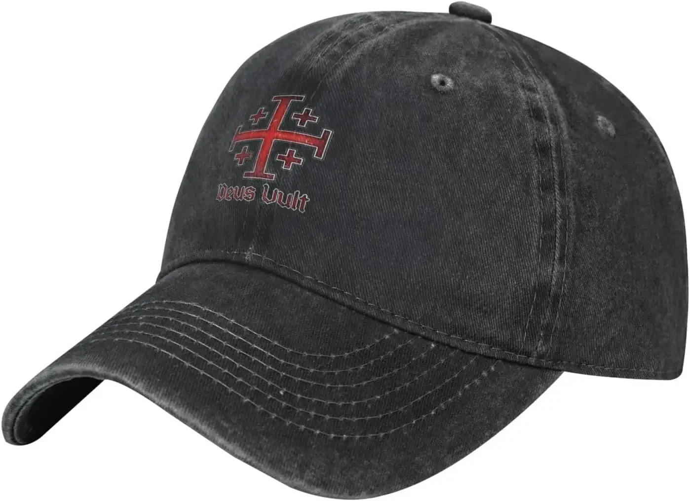 Gorra de béisbol de mezclilla Deus Vult Crusader Cross Jerusalem Knight Templar, gorra retro ajustable unisex