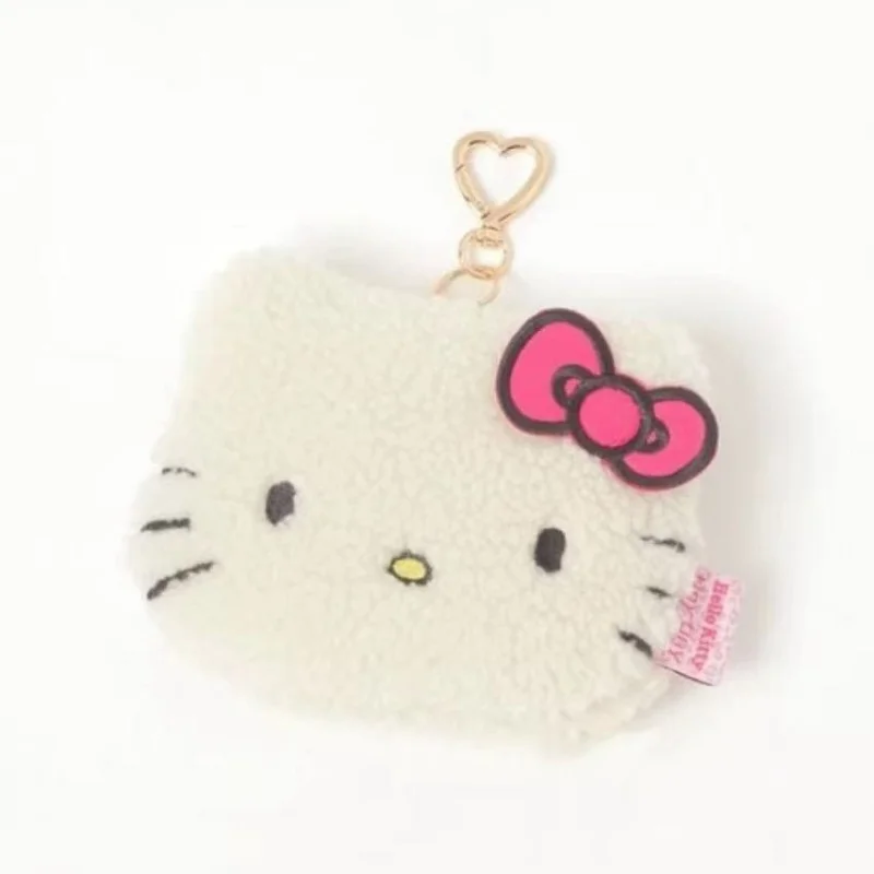 Kawaii Hello Kitty kleine Plüsch-Geldbörse, Aufbewahrungstasche, Cartoon-Hot Pink, Schwarz, Sanrio Kitty, Originalität, Druck, Kosmetiktasche, Geschenk