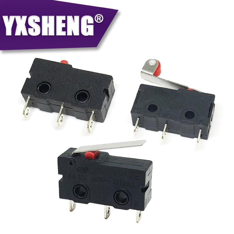 10Pieces KW11-3Z Tact Switch On Off  5A 250V Microswitch KW11 Roller Arc Lever Snap Action Push Micro Switches