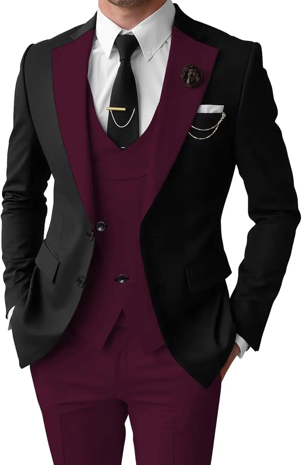 

3 Piece Men Wedding Tuxedo Suit Set Regular Fit Men's Suit Blazer Vest Pants Prom Suits Set