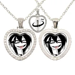 Creepypasta Creepy Pasta Ticci Toby Jeff And Jane The Killer Character Glass 360 Degree Rotating Heart Shaped Pendant Necklace