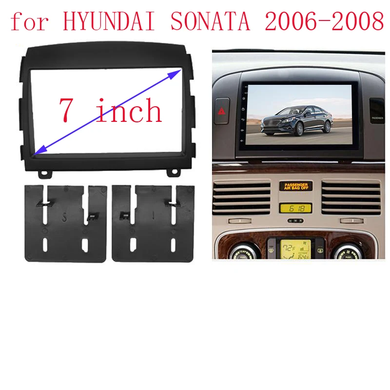 Double Din Car Radio Fascia for HYUNDAI SONATA 2006-2008 Stereo CD DVD Player Facia Frame Surround Panel Auto Installation Bezel