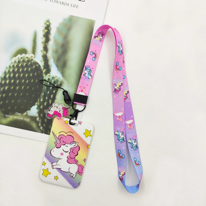 Niedlicher Cartoon-Einhorn-Ausweishalter, Umhängeband, Umhängeband, Schlüsselanhänger, Fitnessstudio, Handyband, USB-Ausweishalter, Zubehör, Geschenk – Detail 12